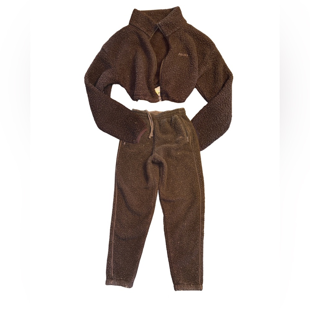 SKIMS Brown Fleece Pants & Jumpsuit Set
